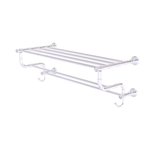 Allied Brass Carolina Crystal Collection 30-in Towel Shelf with Double Towel Bar in Polished Chrome