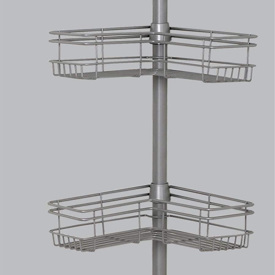 Zenith 97-in H Steel Satin Nickel Tension Pole Freestanding Shower Caddy