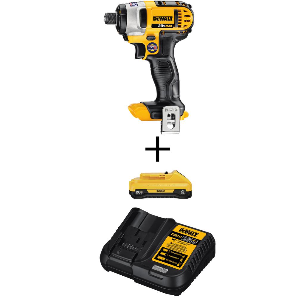 20-Volt MAX Li-Ion Cordless 1/4 in. Impact Driver (Tool-Only) w/ 20-Volt Max Li-Ion 4.0 Ah Battery & Charger Starter Kit