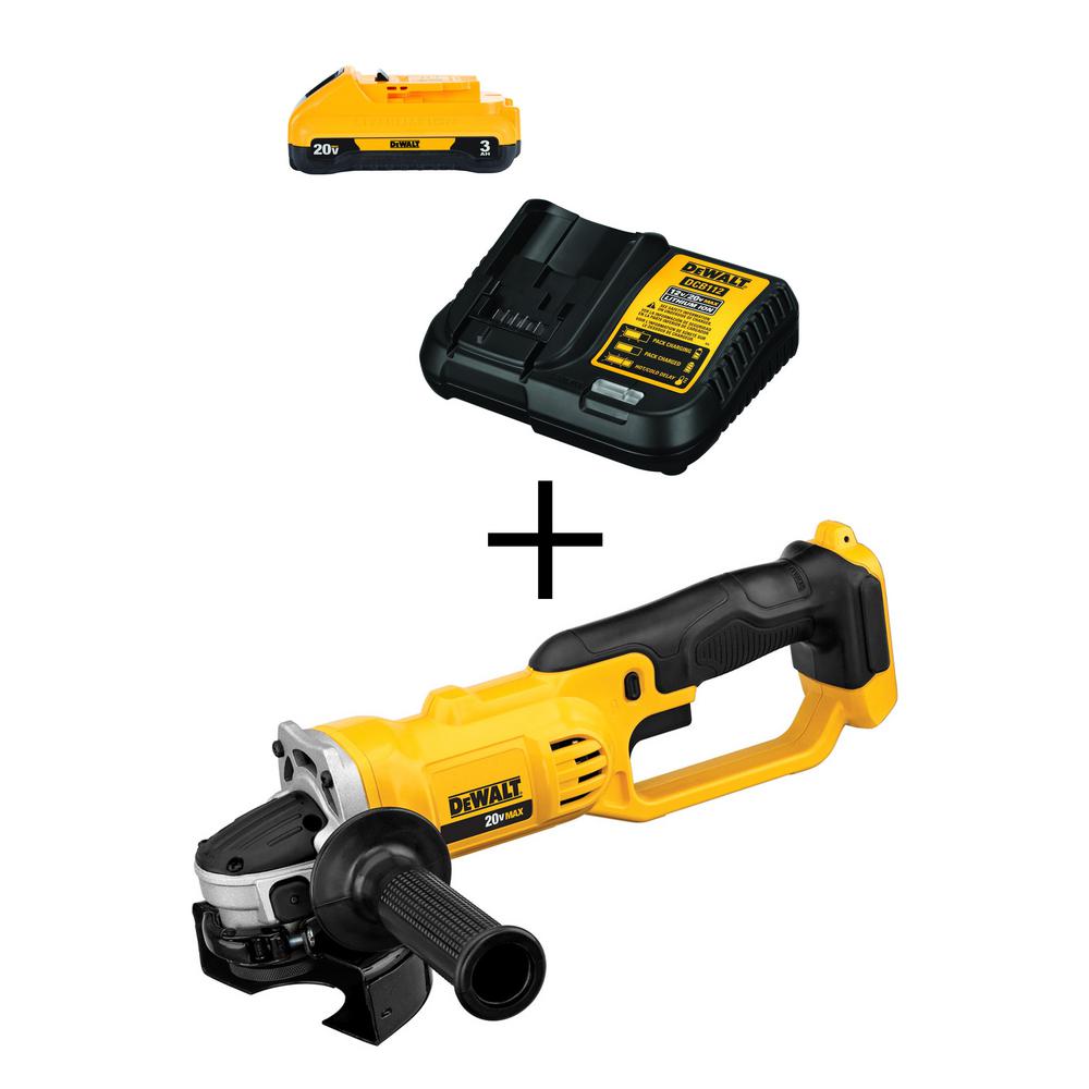 20-Volt MAX Lithium-Ion Cordless 4-1/2 in. Grinder (Tool-Only) with 20-Volt MAX 3.0Ah Battery and Charger