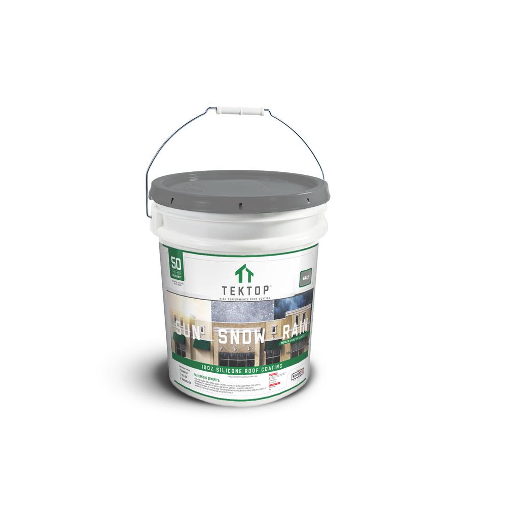 TekTop 5 Gal. Gray 100% Silicone High Solids Roof Coating