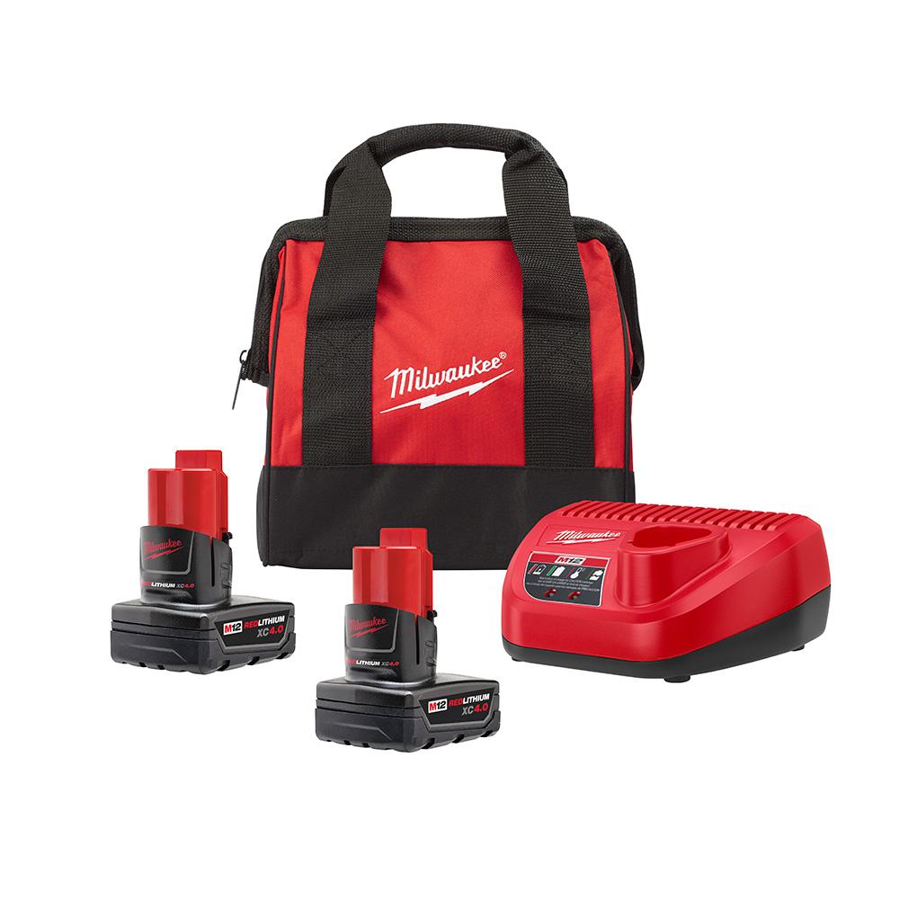 M12 12-Volt Lithium-Ion Starter Kit with Two 4.0 Ah Battery Packs and Charger