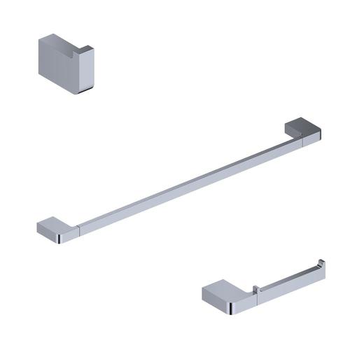 WS Bath Collections 3-Piece Cube Polished Chrome Decorative Bathroom Hardware Set