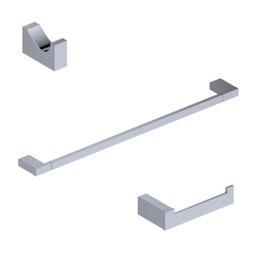 WS Bath Collections 3-Piece Kimono Polished Chrome Decorative Bathroom Hardware Set