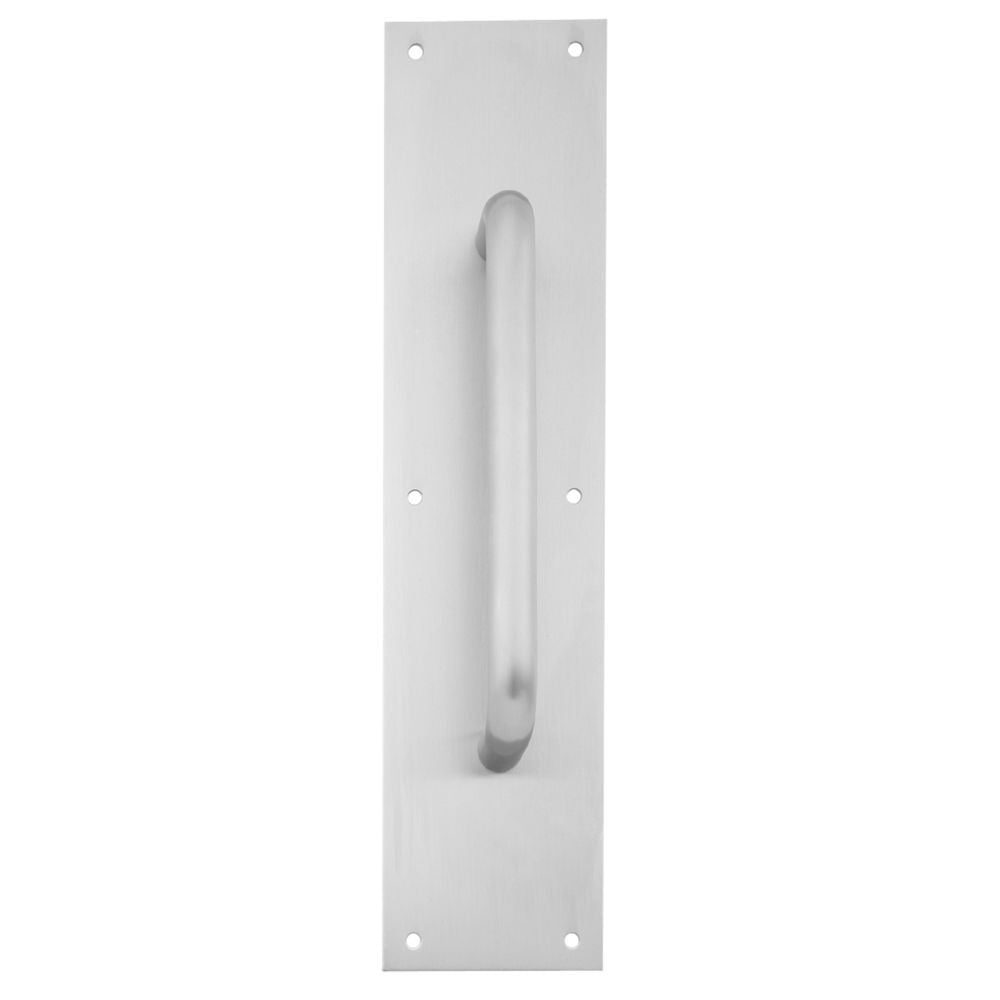 Trimco 10172630 3-1/2" x 15" Square Corner Pull Plate with 6" 1194 Pull Satin Stainless Steel Finish