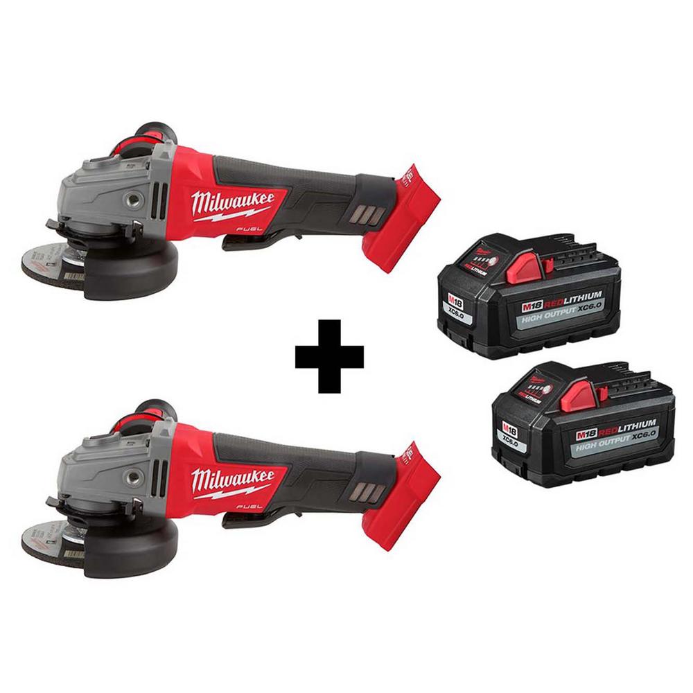 M18 FUEL 18-Volt 4-1/2 in./5 in. Lithium-Ion Brushless Cordless Grinder with Paddle Switch (2-Tool) with Batteries