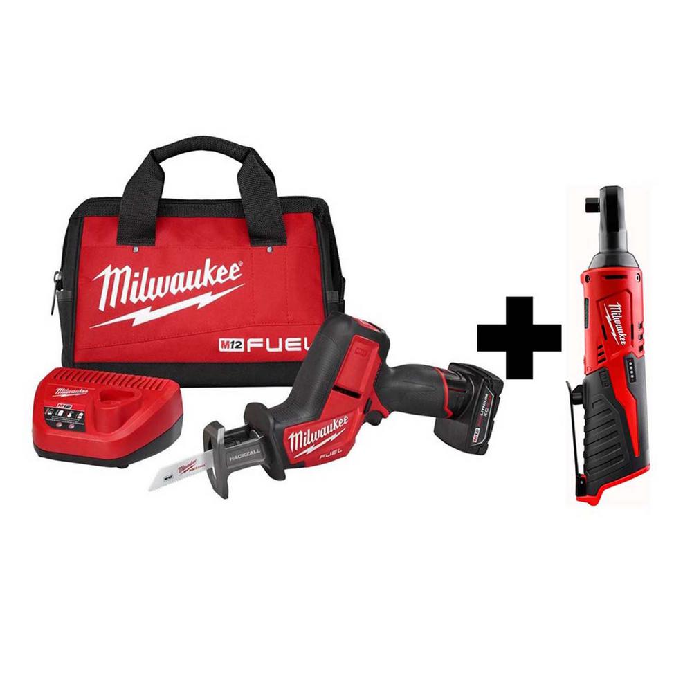 M12 FUEL 12-Volt Lithium-Ion Brushless Cordless HACKZALL Reciprocating Saw Kit W/ Free M12 3/8 in. Ratchet