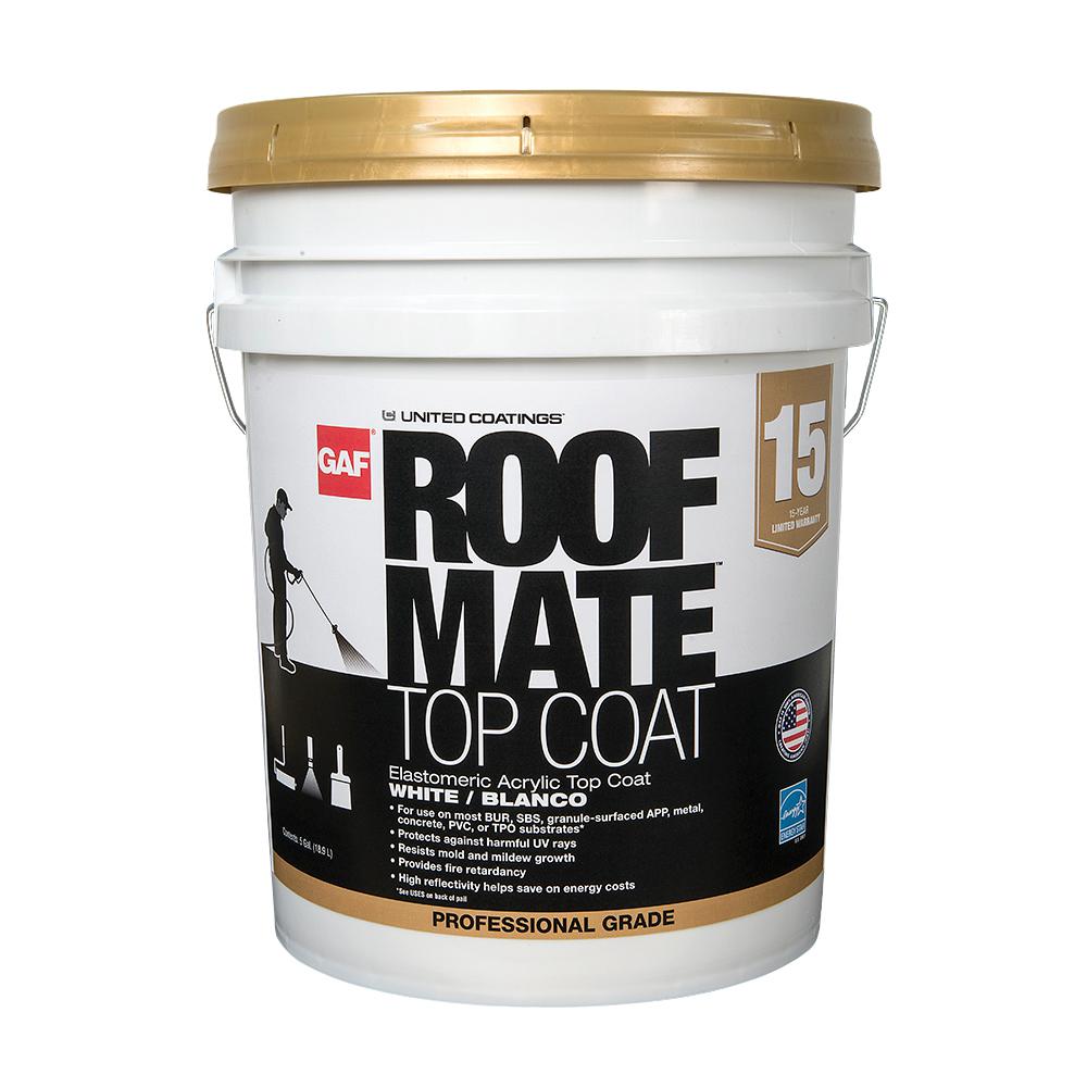 Roof Mate Top Coat 5 Gal. White Acrylic Reflective Elastomeric Roof Coating (15-Year Limited Warranty)