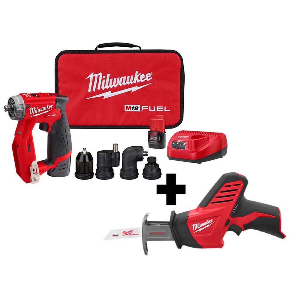 M12 FUEL 12-Volt Lithium-Ion Brushless Cordless 4-in-1 Installation 3/8 in. Drill Driver Kit with M12 Hackzall