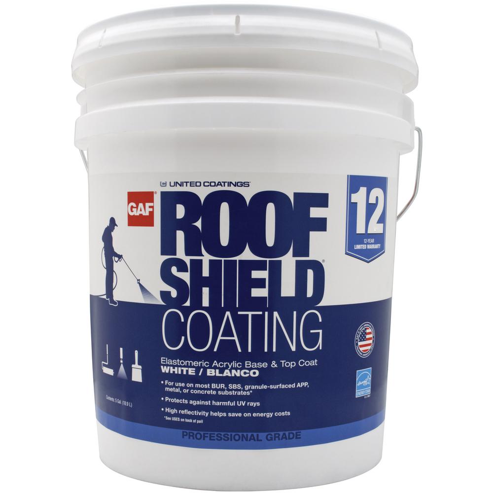 RoofShield Top Coat 5 Gal. White Acrylic Reflective Elastomeric Roof Coating (12-year Limited Warranty)