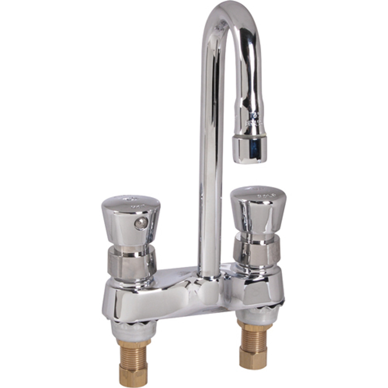 B-0834 - T&S Brass - Eterna® 4 in Center Slow-Closing Metering Lavatory Faucet Rigid gooseneck spout