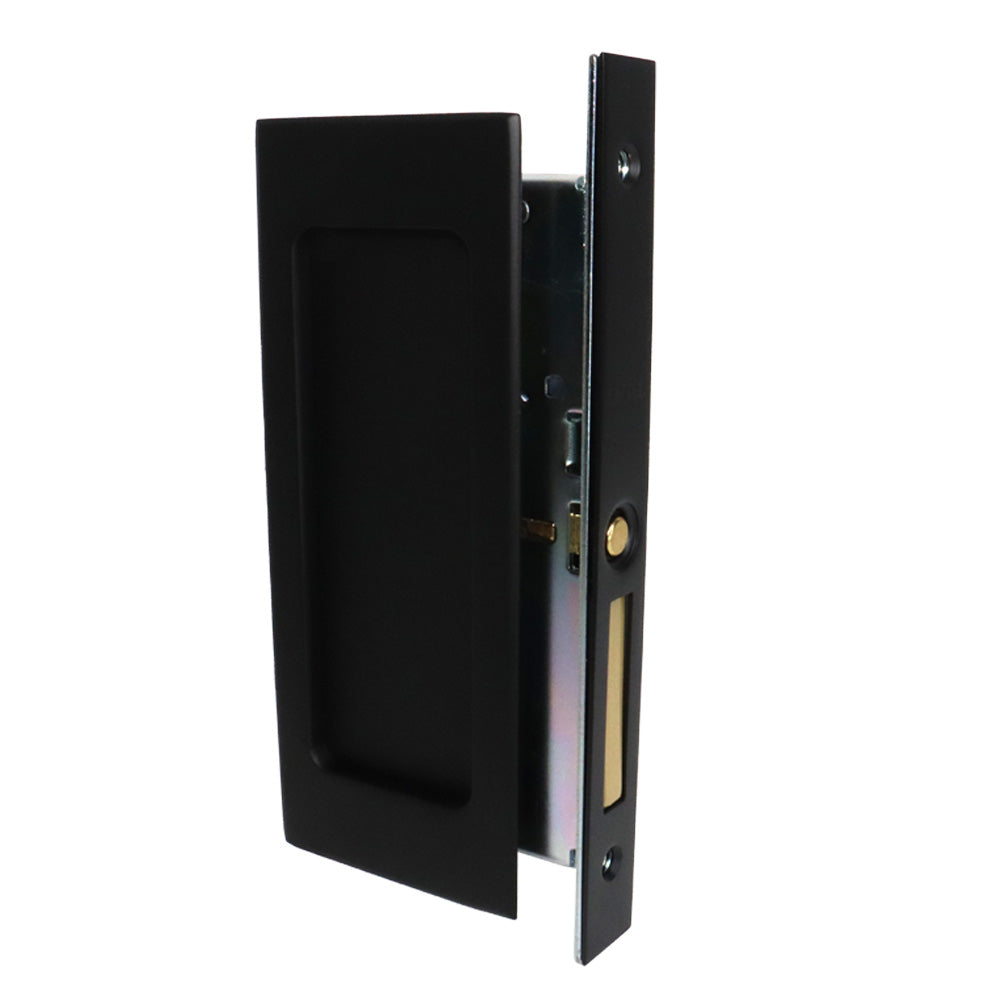 Emtek 2114US19134 Modern Rectangular Passage Pocket Door Mortise Lock for 1-3/4" Door Flat Black Finish