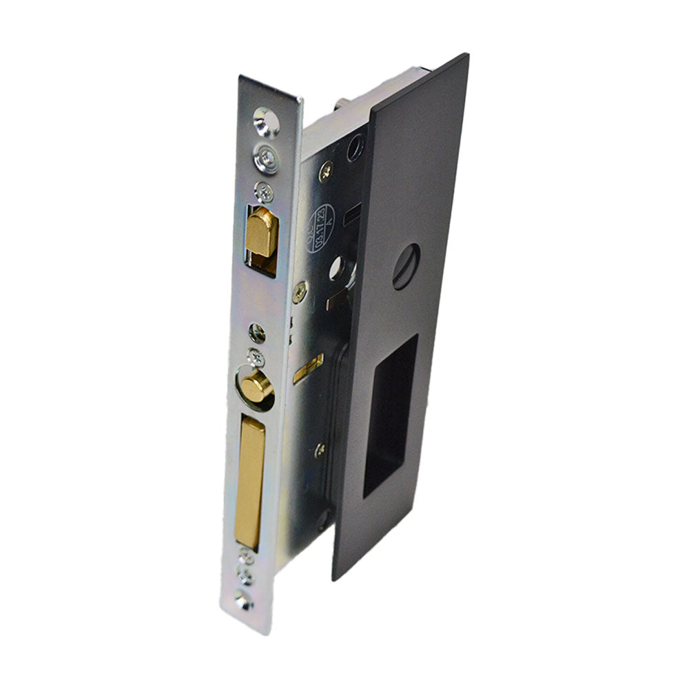 Emtek 2155US19138 Narrow Modern Rectangular Privacy Pocket Door Mortise Lock for 1-3/8" Door Flat Black Finish