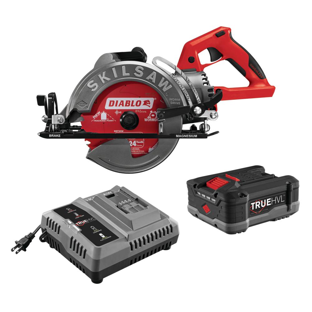 TRUEHVL 48-Volt Cordless 7-1/4 in. Worm Drive Saw Kit with TRUEHVL Battery and Diablo Blade