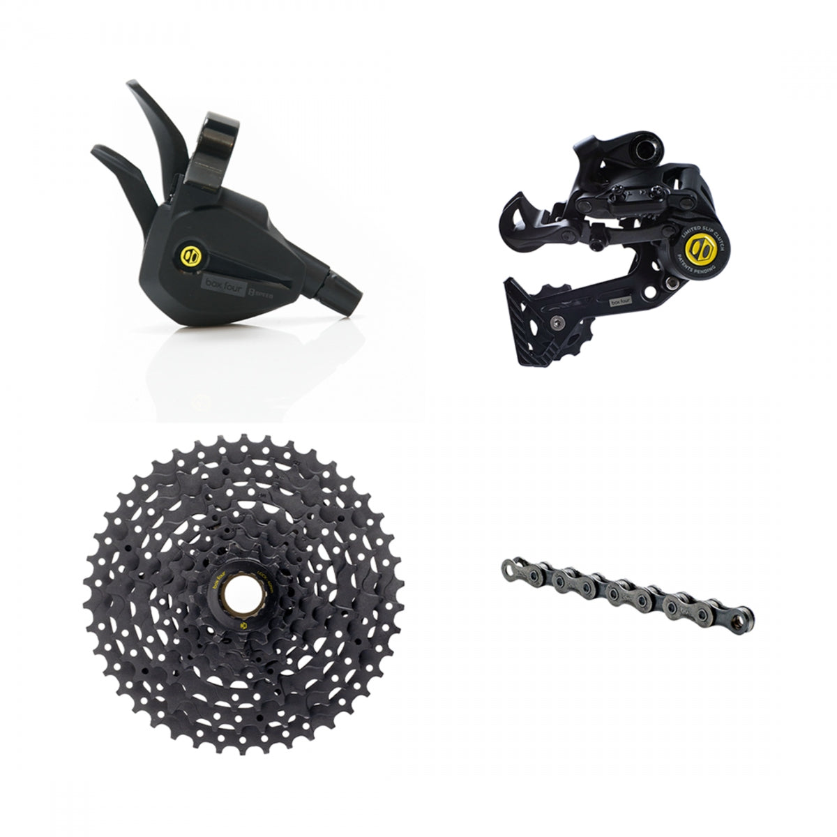 BOX Four 8-Speed Wide Single Shift eBike Groupset - Includes Wide Rear Derailleur, 11-42t Cassette, Single Shift