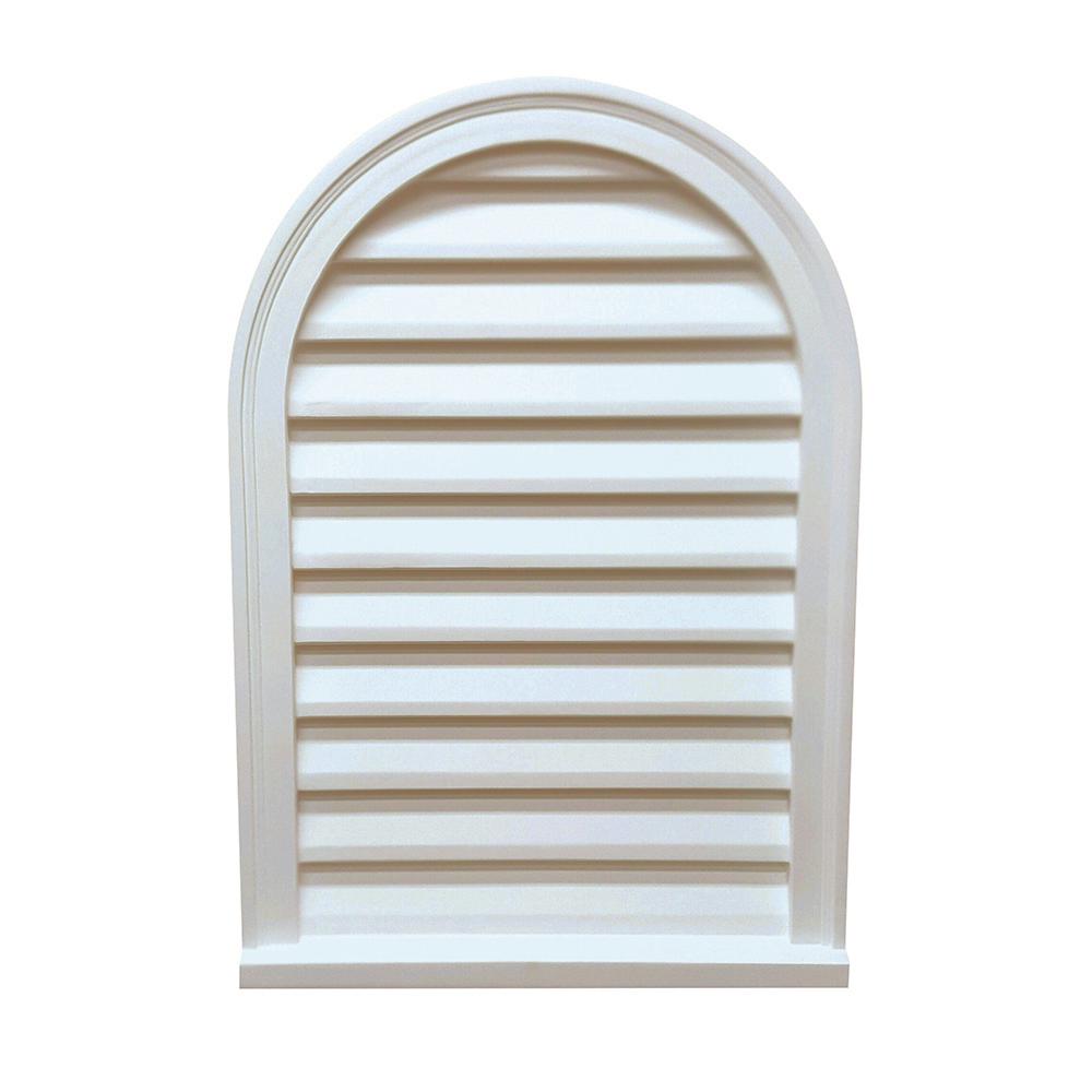 18 in. x 30 in. x 3 in. Polyurethane Decorative Circle Top Louver Vent in White