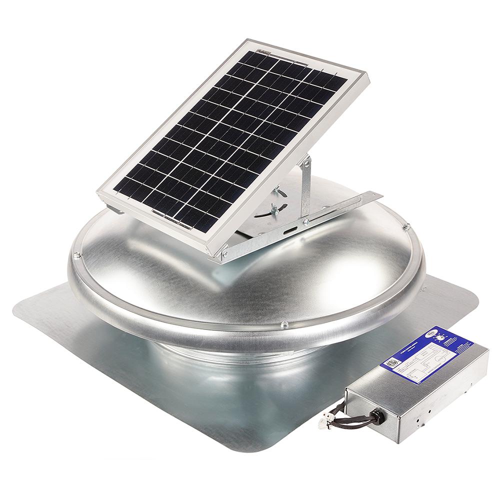 750 CFM Silver Galvanized Steel Hybrid (Solar/Electric) Powered Attic Fan with Adjustable Solar Panels