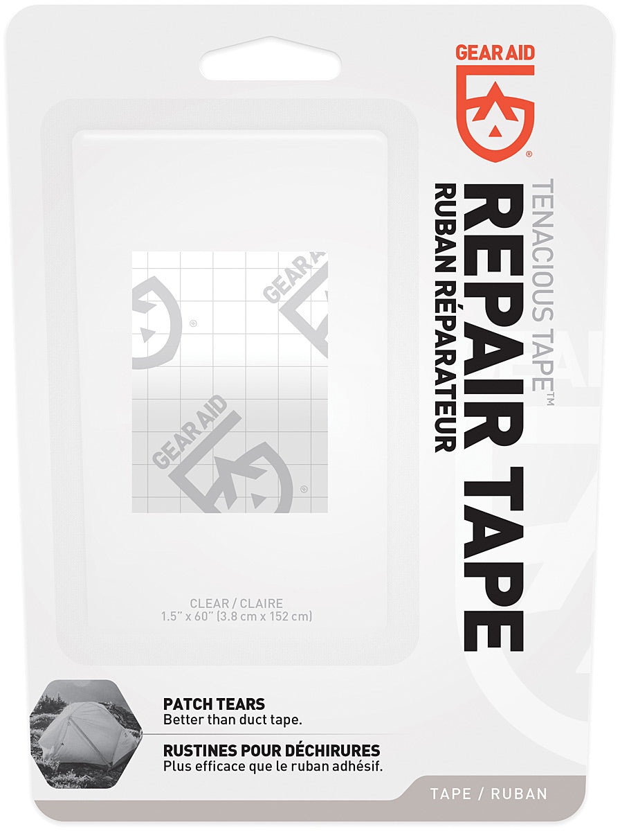 Gear Aid Tenacious Tape Clear Repair Tape & Patches - 1.5"x60" Strong Adhesive for Quick Fixes