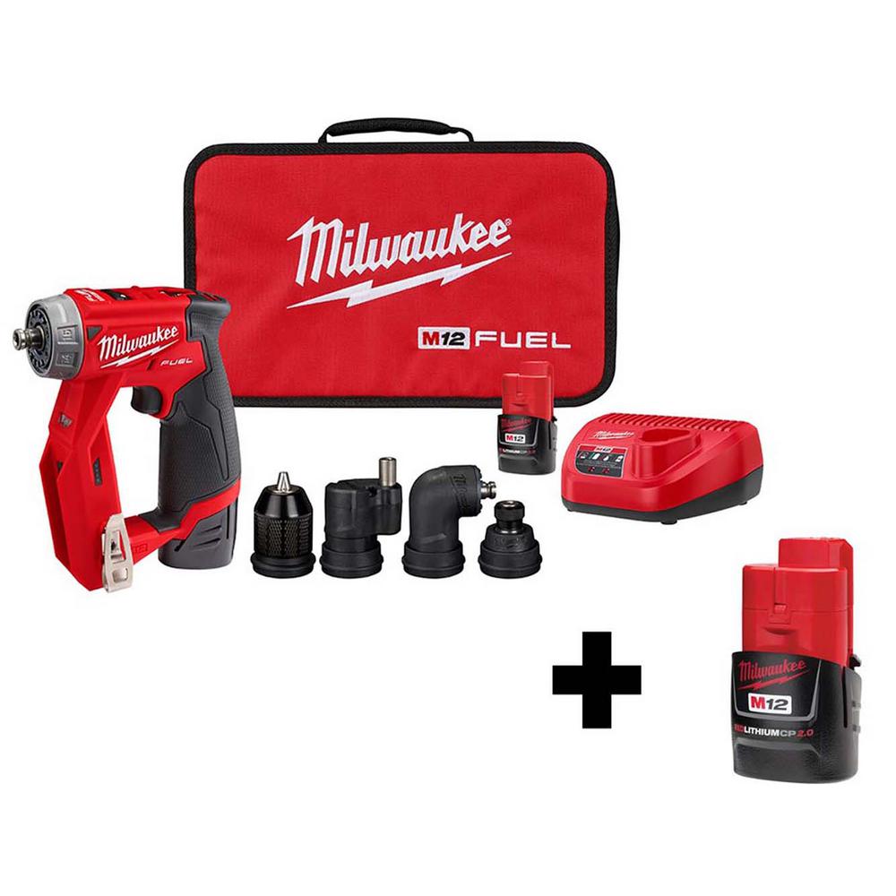 M12 FUEL 12-Volt Lithium-Ion Brushless Cordless 4-in-1 Installation 3/8 in. Drill Driver Kit W/ Bonus 2.0Ah Battery