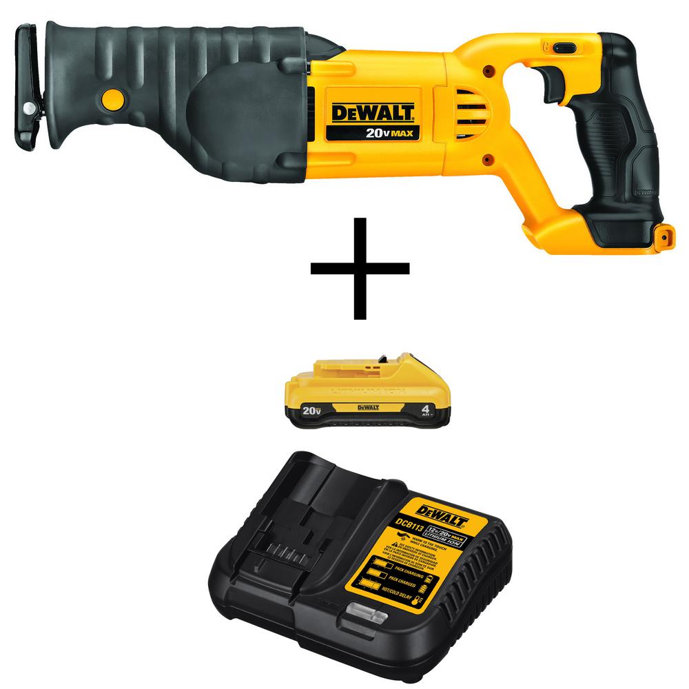 20-Volt MAX Li-Ion Cordless Reciprocating Saw (Tool-Only) with 20-V Max Li-Ion Starter Kit with 4.0 Ah Battery & Charger