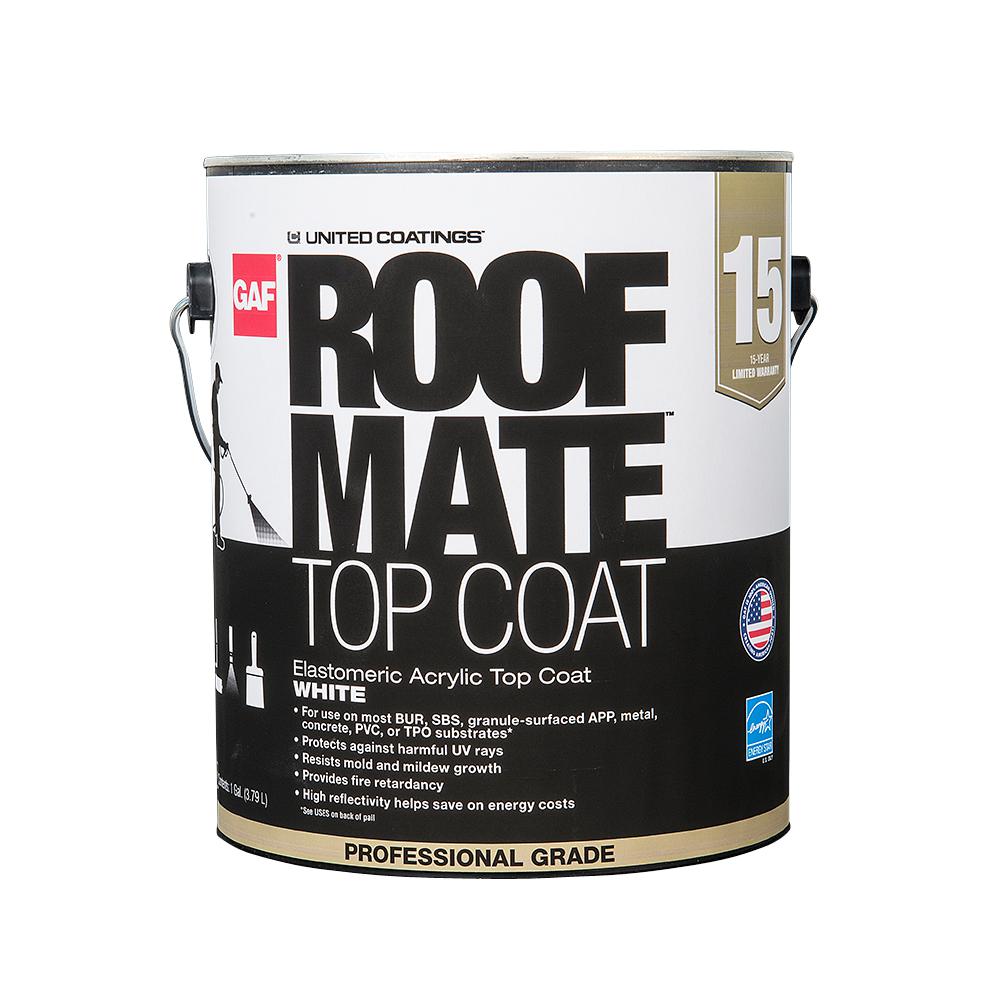Roof Mate Top Coat 1 Gal. White Acrylic Reflective Elastomeric Roof Coating (15-Year Limited Warranty)