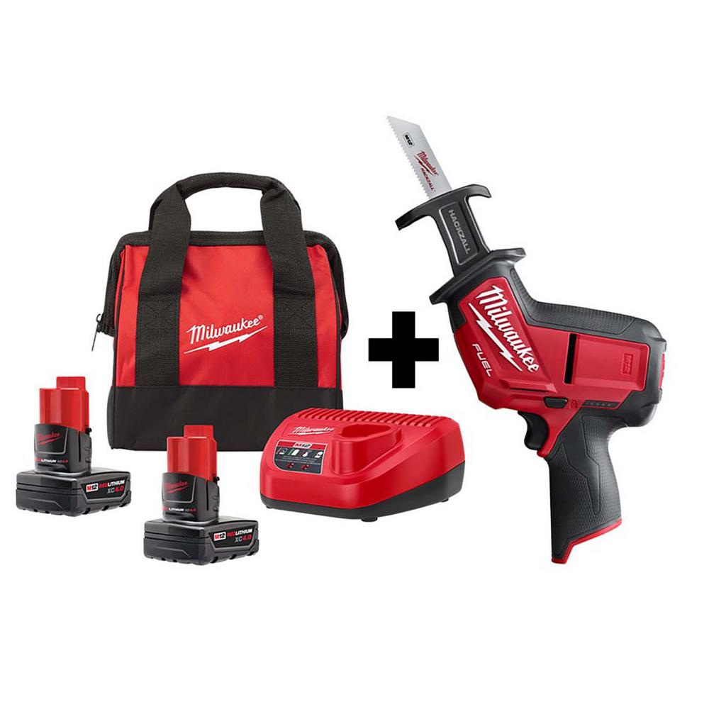 M12 FUEL 12-Volt Lithium-Ion Brushless Cordless HACKZALL Reciprocating Saw Kit W/ Two 4.0 Ah Batteries, Charger & Bag