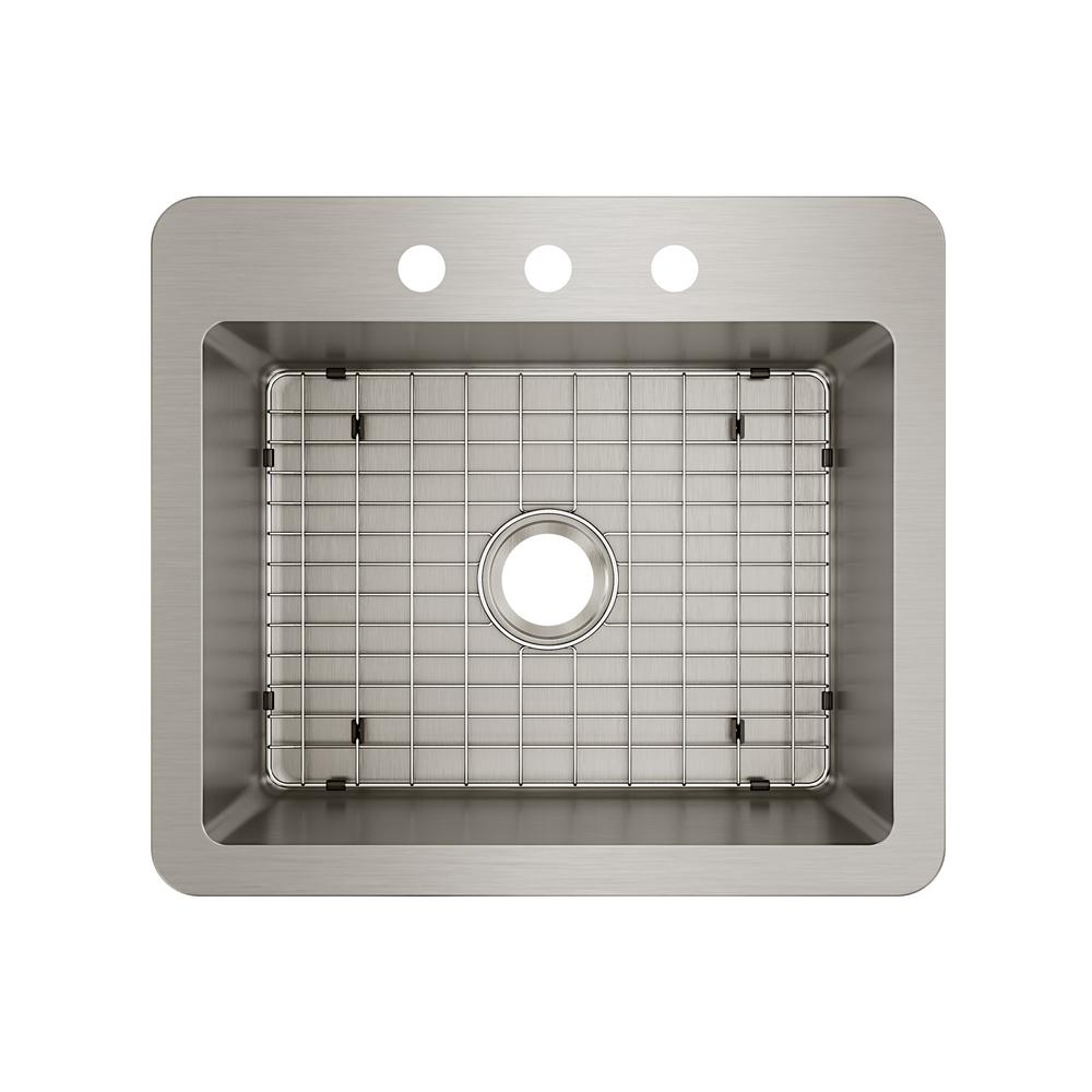Avenue Stainless Steel Drop-In/Undermount 25 in. Single Bowl Kitchen Sink with Bottom Grid