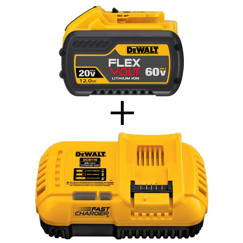 FLEXVOLT 20-Volt/60-Volt MAX Lithium-Ion 12.0 Ah Battery Pack and 20-Volt MAX Li-Ion Fan Cooled Fast Battery Charger