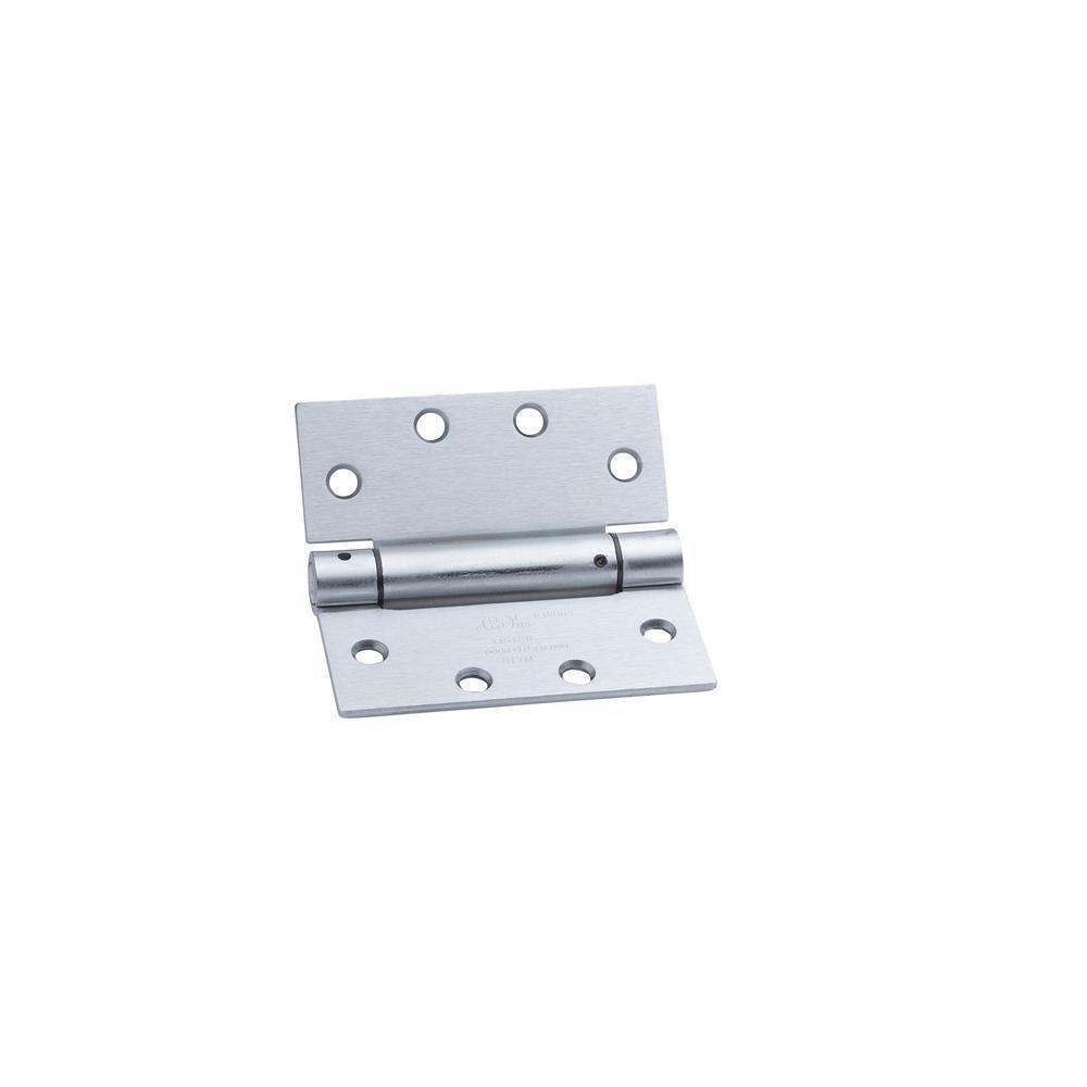 4.5 in. x 4.5 in. Brushed Chrome Steel Spring Hinge (Set of 3)