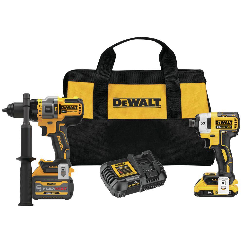20-Volt MAX Lithium Ion Cordless Brushless Hammer Drill/Driver Combo Kit (2-Tool) with FLEXVOLT ADVANTAGE