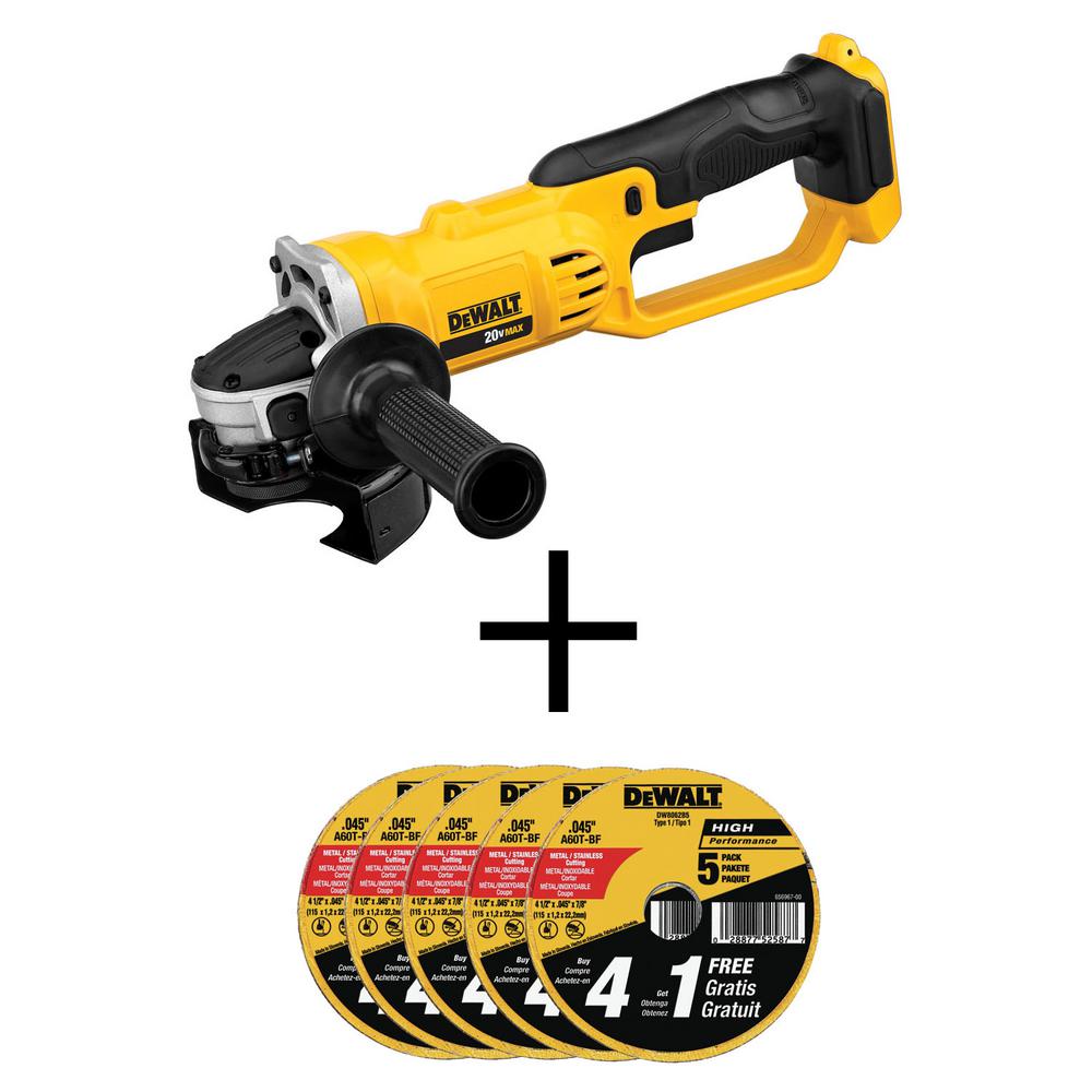 20-Volt MAX Cordless 4-1/2 in. to 5 in. Grinder (Tool-Only) with Bonus Metal and Stainless Cutting Wheel (25-Pack)