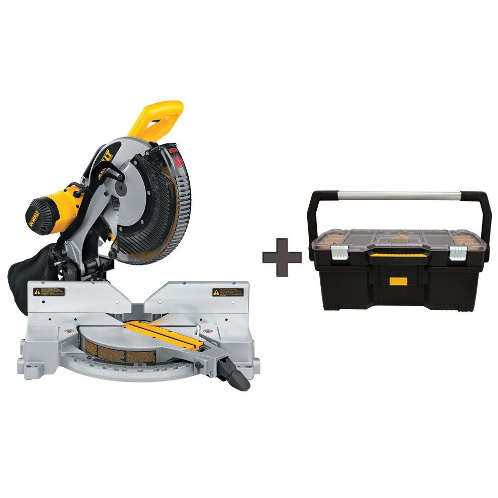 15 Amp 12 in. Double Bevel Compound Miter Saw with 24 in. Tote with Organizer