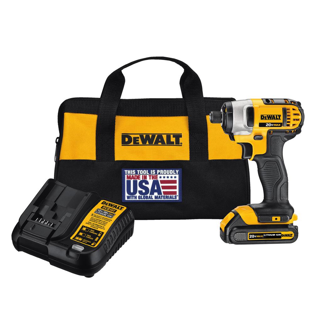 20-Volt MAX Lithium-Ion Cordless 1/4 in. Impact Driver with (1) 20-Volt Battery 1.3Ah, Charger and Tool Bag