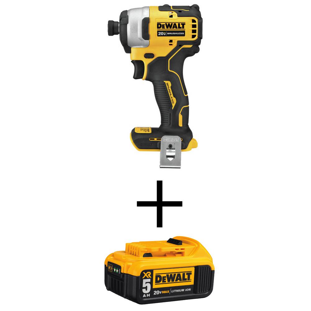ATOMIC 20-Volt MAX Brushless Cordless Compact Impact Driver (Tool-Only) with Bonus 20-Volt MAX XR Li-Ion Battery 5.0Ah