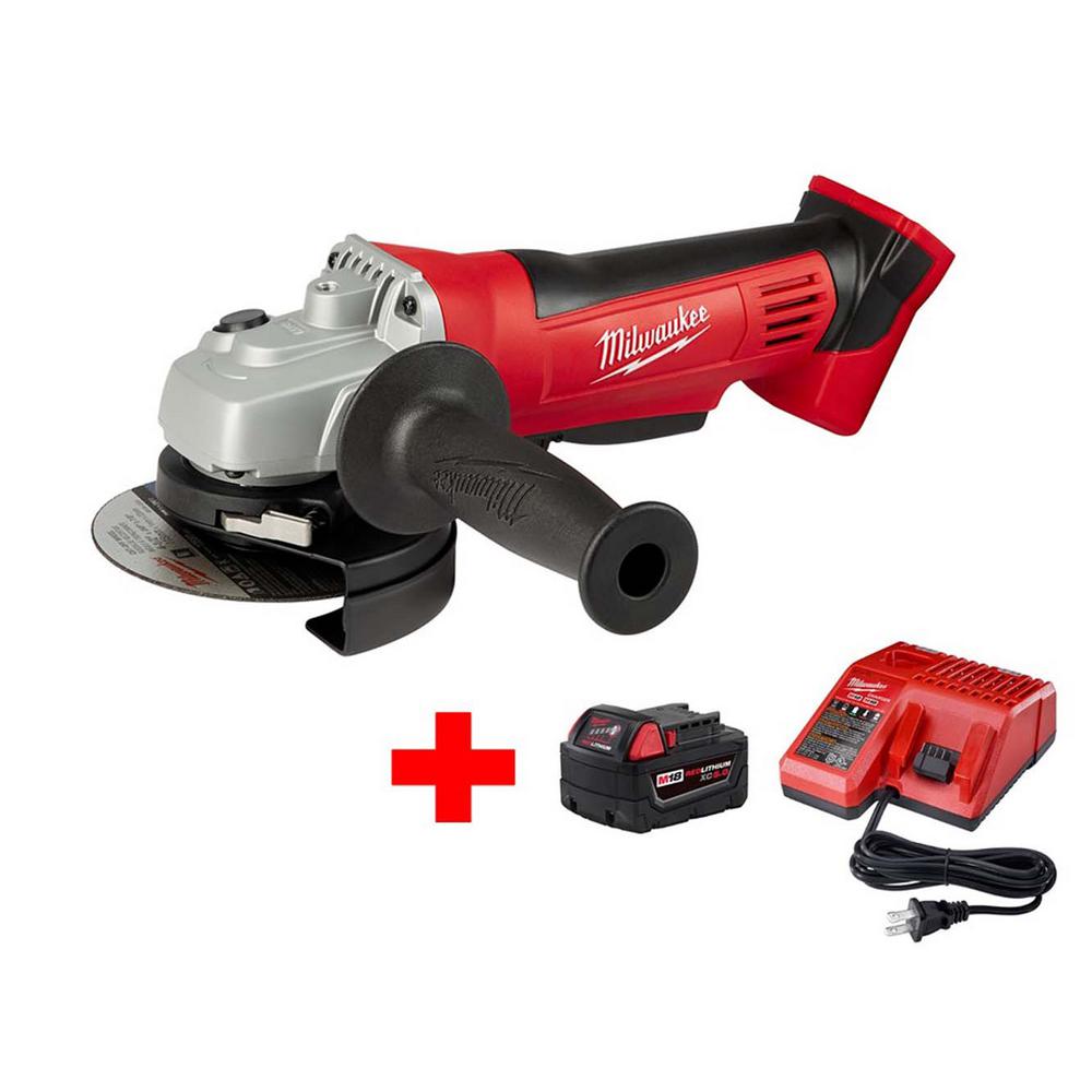 M18 18-Volt Lithium-Ion Cordless 4-1/2 in. Cut-Off/Grinder W/ M18 Starter Kit W/ (1) 5.0Ah Battery and Charger