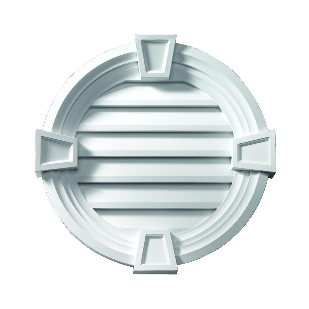 33.25 in. x 33.25 in. Round White Polyurethane Weather Resistant Gable Louver Vent