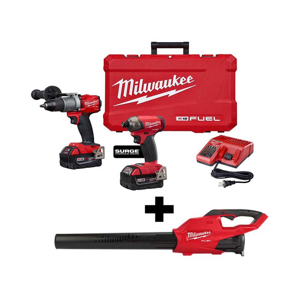 M18 FUEL 18-Volt Lithium-Ion Brushless Cordless Surge Impact/Hammer Drill Combo Kit with M18 FUEL Handheld Blower