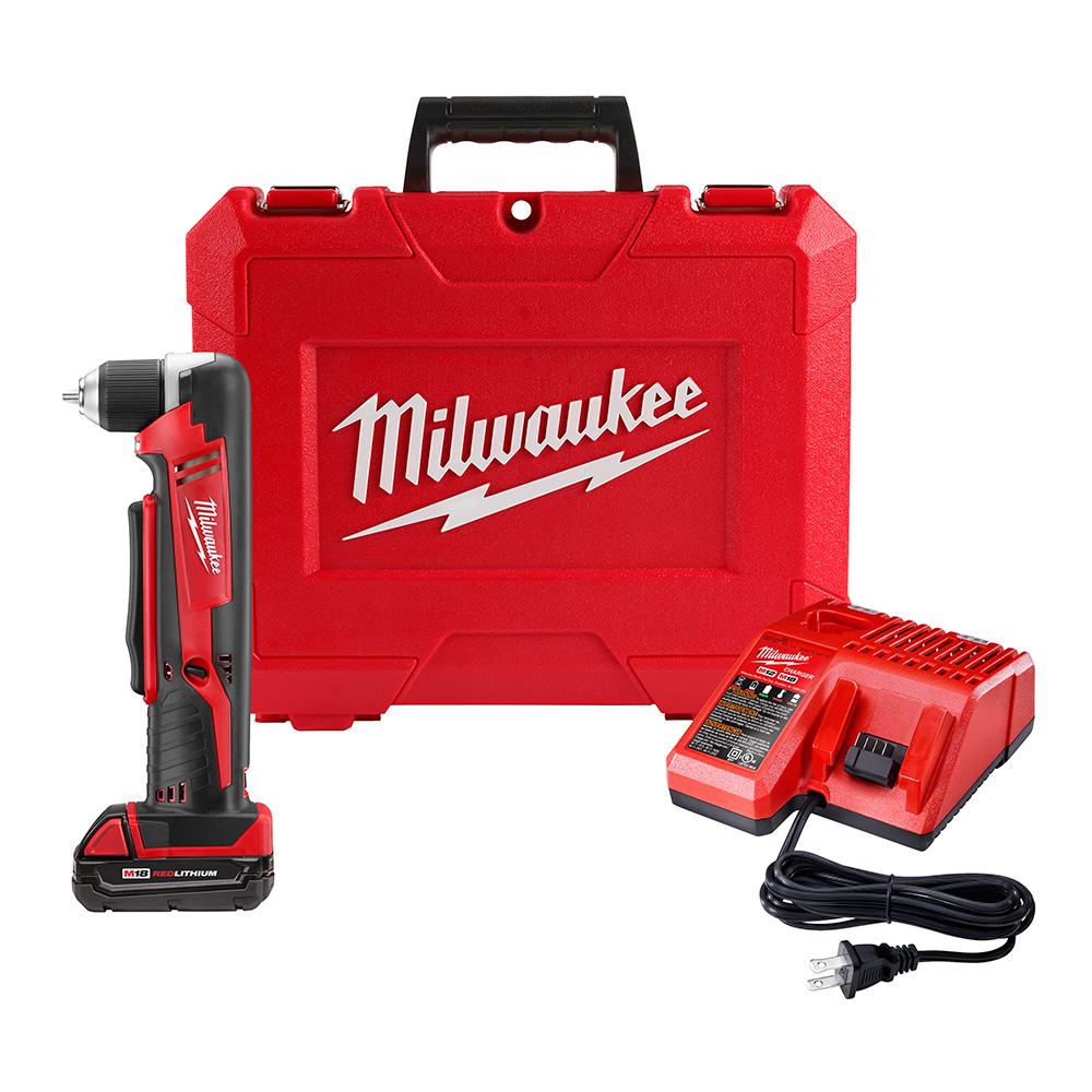 M18 18-Volt Lithium-Ion Cordless 3/8 in. Right Angle Drill Kit W/(1) 1.5Ah Batteries, Charger, Hard Case