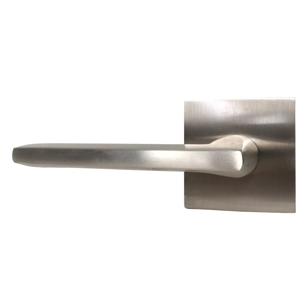 Emtek 5110HLOUS15LH.RLS Helios Lever Left Hand 2-3/8" Backset with Radius Latch Strike Passage with Square Rose for 1-1/4" to 2" Door Satin Nickel Finish