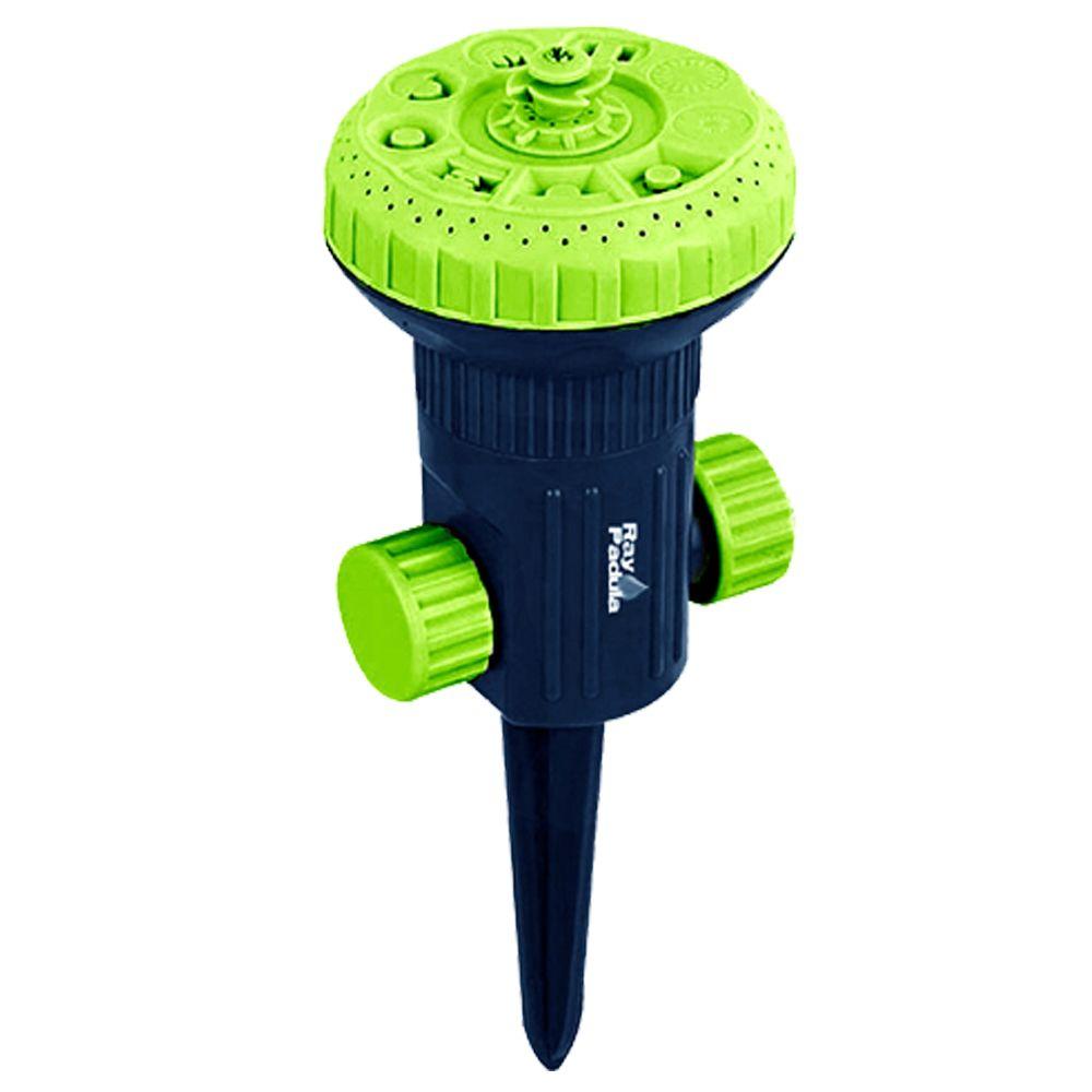 2-in-1 9-Pattern Turret Stationary Sprinkler on In-Series Spike