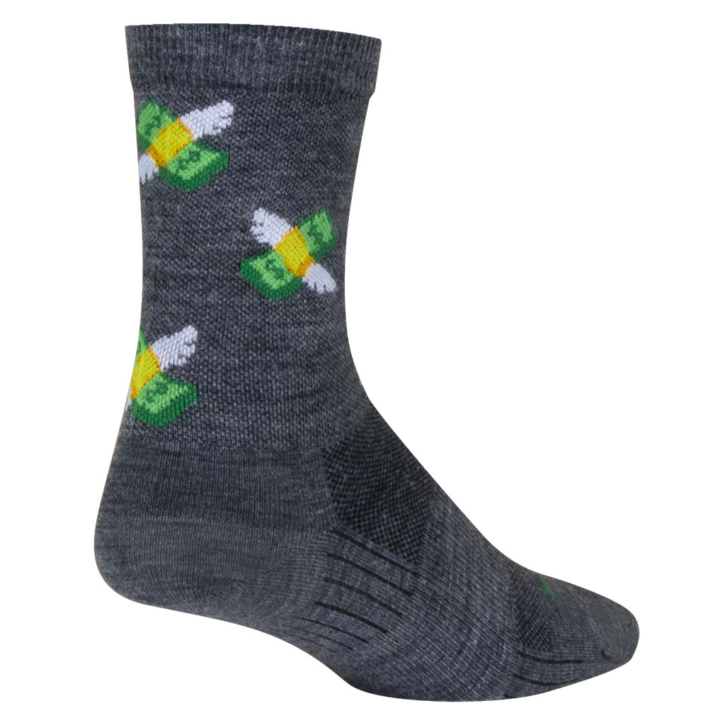 Sockguy Cha Ching Wool Socks, 9-13, Gray
