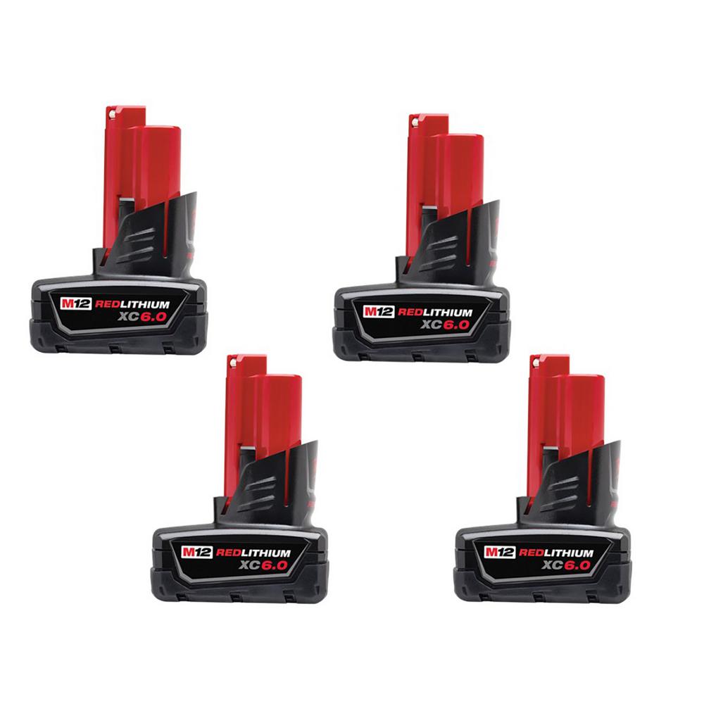 M12 12-Volt Lithium-Ion XC Extended Capacity Battery Pack 6.0Ah (4-Pack)