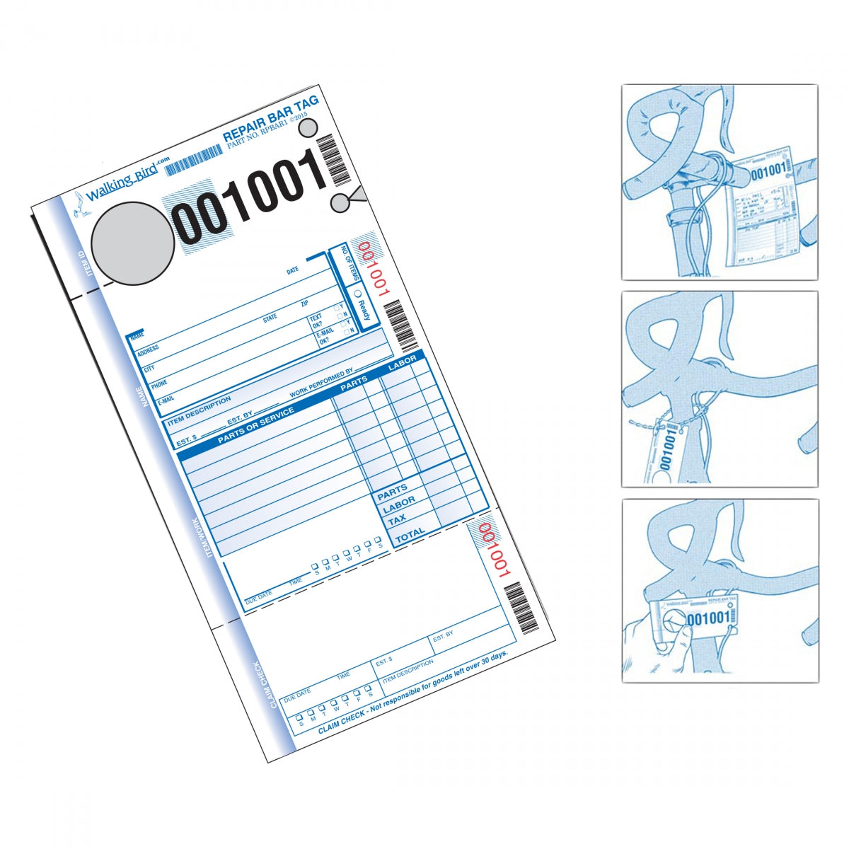 Walking Bird Publications Repair Bar Tags w/o Imprint 250/pk Hanging Repair Tag 250 4-1/4in x 8-1/4`