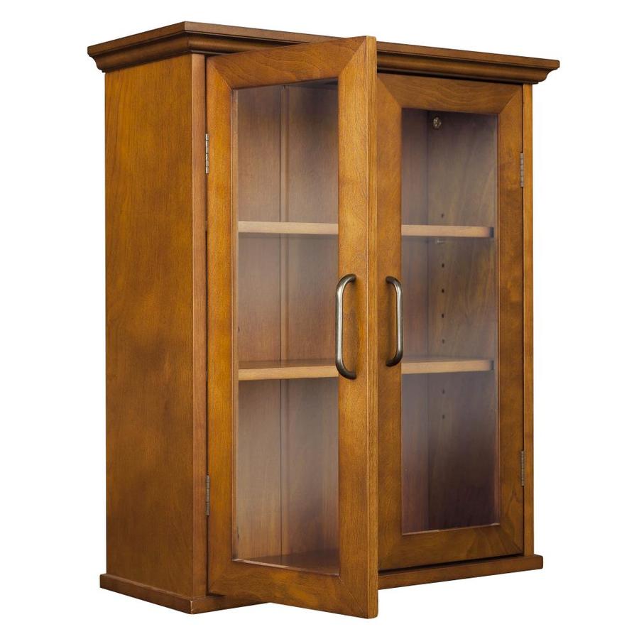 Elegant Home Fashions Avery 20.5-in W x 24-in H x 8.5-in D Oil Oak Bathroom Wall Cabinet