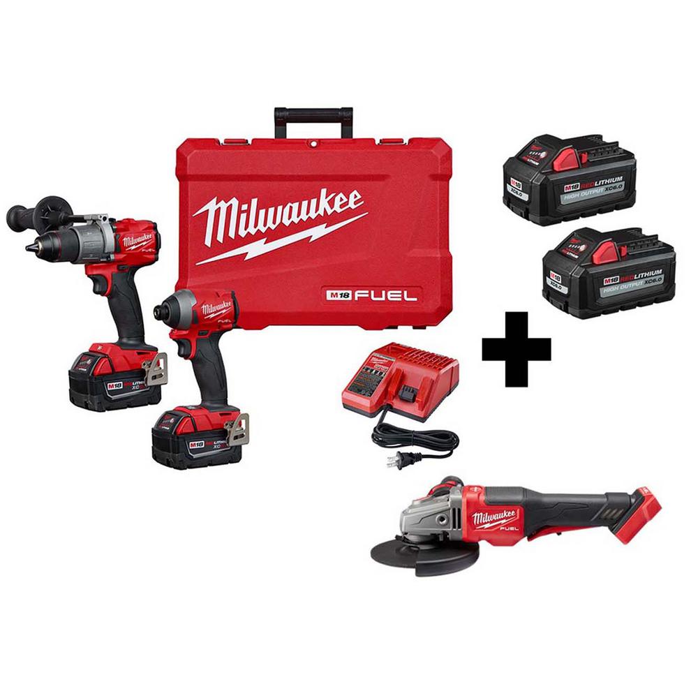 M18 FUEL 18-Volt Lithium-Ion Brushless Cordless Hammer DrillBraking Grinder/Impact Driver Combo Kit (3-Tool)