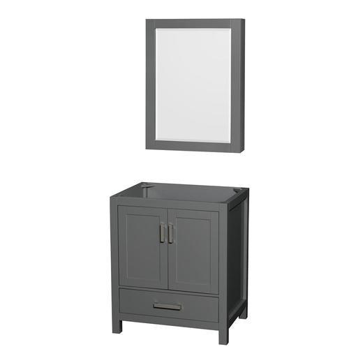 Wyndham Collection Sheffield 29-in Dark Gray Bathroom Vanity Cabinet (Mirror Included)