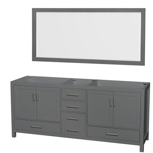 Wyndham Collection Sheffield 78.5-in Dark Gray Bathroom Vanity Cabinet (Mirror Included)