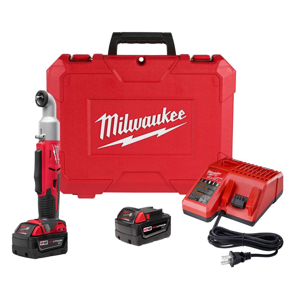 M18 18-Volt Lithium-Ion Cordless 3/8 in. 2-Speed Right Angle Impact Wrench Kit W/(2) 3.0Ah Batteries, Charger, Hard Case