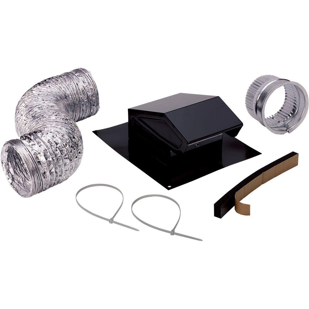 3 in. to 4 in. Roof Vent Kit for Round Duct Steel in Black