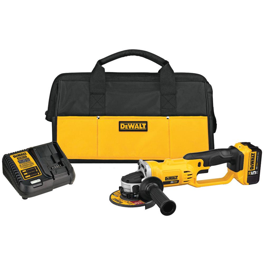 20-Volt MAX Lithium-Ion Cordless 4-1/2 in. to 5 in. Grinder with 5 Ahr Battery and Charger